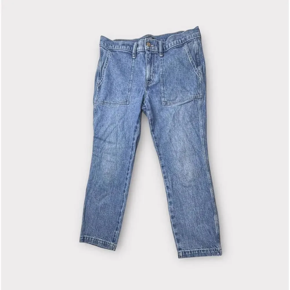 J.Crew Womens Jeans Denim Blue Medium Wash Cropped Pockets Zipper Size 29